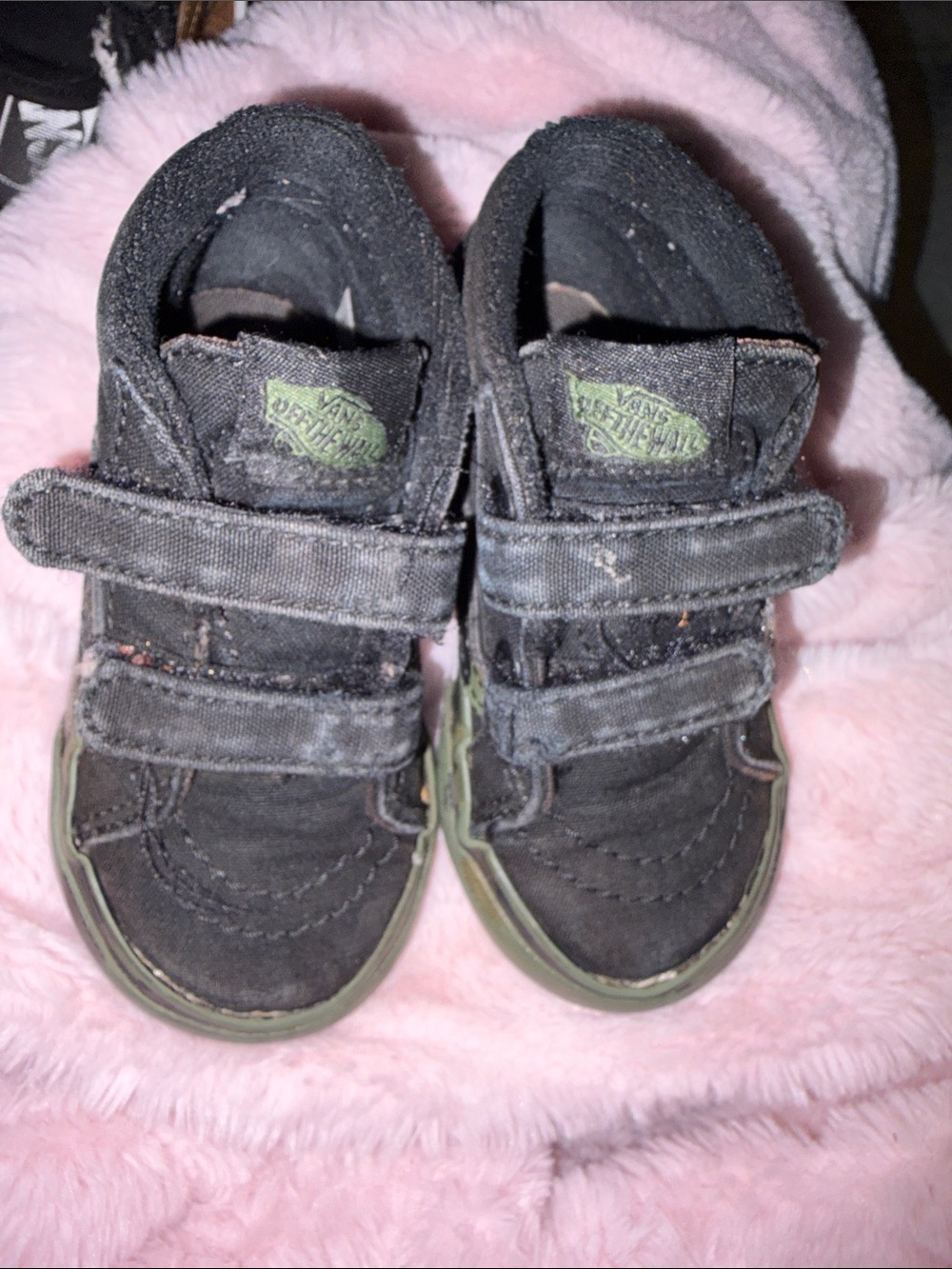 Vans Kids Black and Olive Green High-Top Velcro Sneakers